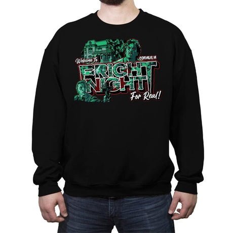 Welcome To Fright Night - Crew Neck Sweatshirt Crew Neck Sweatshirt RIPT Apparel Small / Black