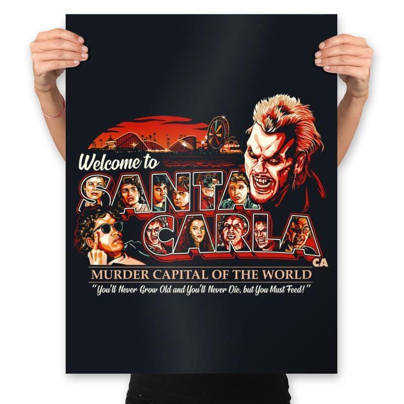 Welcome to Santa Carla - Prints Posters RIPT Apparel 18x24 / Black