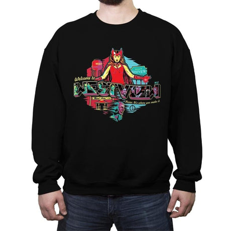 Welcome to Westview - Crew Neck Sweatshirt Crew Neck Sweatshirt RIPT Apparel Small / Black