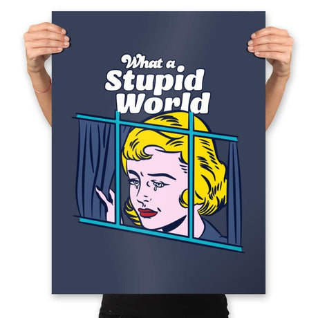 What a Stupid World - Prints Posters RIPT Apparel 18x24 / Navy