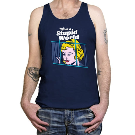 What a Stupid World - Tanktop Tanktop RIPT Apparel X-Small / Navy