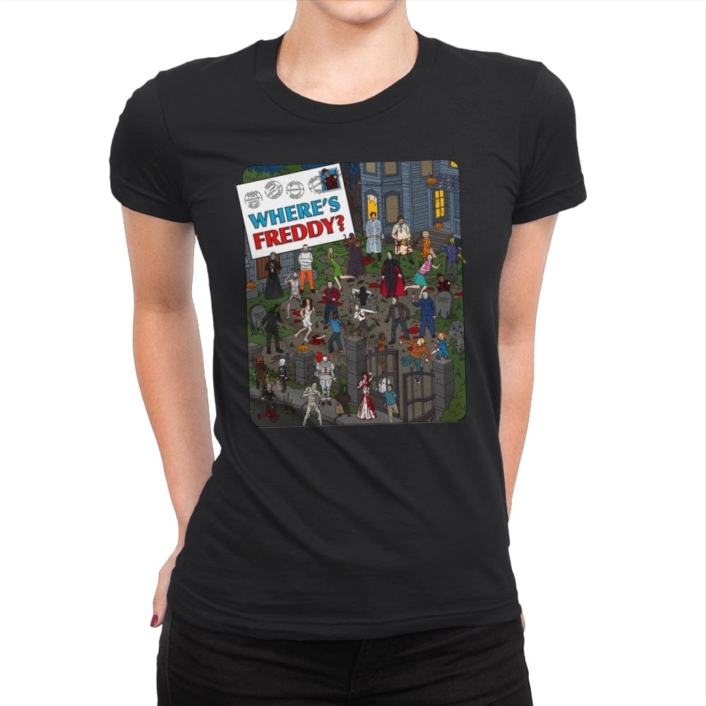 Where's Freddy? - Womens Premium T-Shirts RIPT Apparel Small / Black