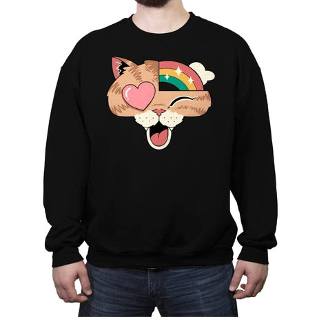 Whimsical Whiskers II - Crew Neck Sweatshirt Crew Neck Sweatshirt RIPT Apparel Small / Black