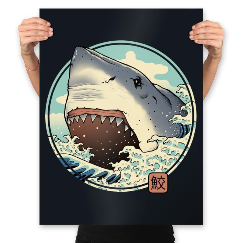 White Shark Attack! - Prints Posters RIPT Apparel 18x24 / Black