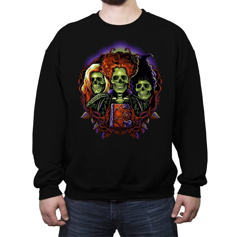 Witches Skulls - Crew Neck Sweatshirt Crew Neck Sweatshirt RIPT Apparel Small / Black