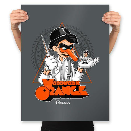 Woodwork Orange - Prints Posters RIPT Apparel 18x24 / Charcoal