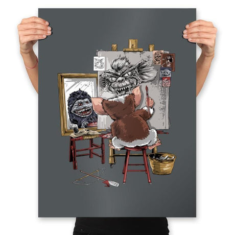 Wrong Triple Self-Portrait - Prints Posters RIPT Apparel 18x24 / Charcoal