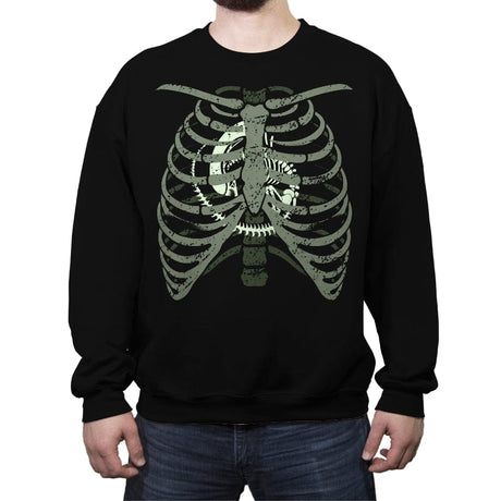 Xenomorph in (your) Chest - Crew Neck Sweatshirt Crew Neck Sweatshirt RIPT Apparel Small / Black