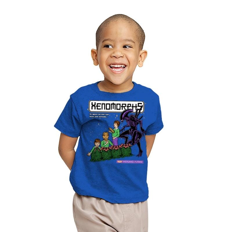 Xenomorphs Book - Youth T-Shirts RIPT Apparel X-small / Royal