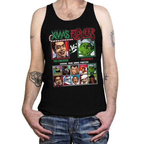 Xmas Fighter - Home Alone 2 vs The Grinch - Tanktop Tanktop RIPT Apparel X-Small / Black