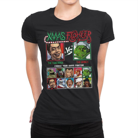 Xmas Fighter - Home Alone 2 vs The Grinch - Womens Premium T-Shirts RIPT Apparel Small / Black