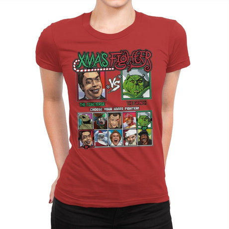 Xmas Fighter - Home Alone 2 vs The Grinch - Womens Premium T-Shirts RIPT Apparel Small / Red