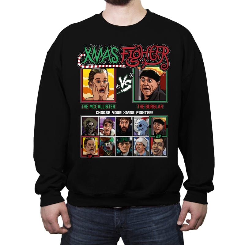 Xmas Fighter - Home Alone - Crew Neck Sweatshirt Crew Neck Sweatshirt RIPT Apparel Small / Black