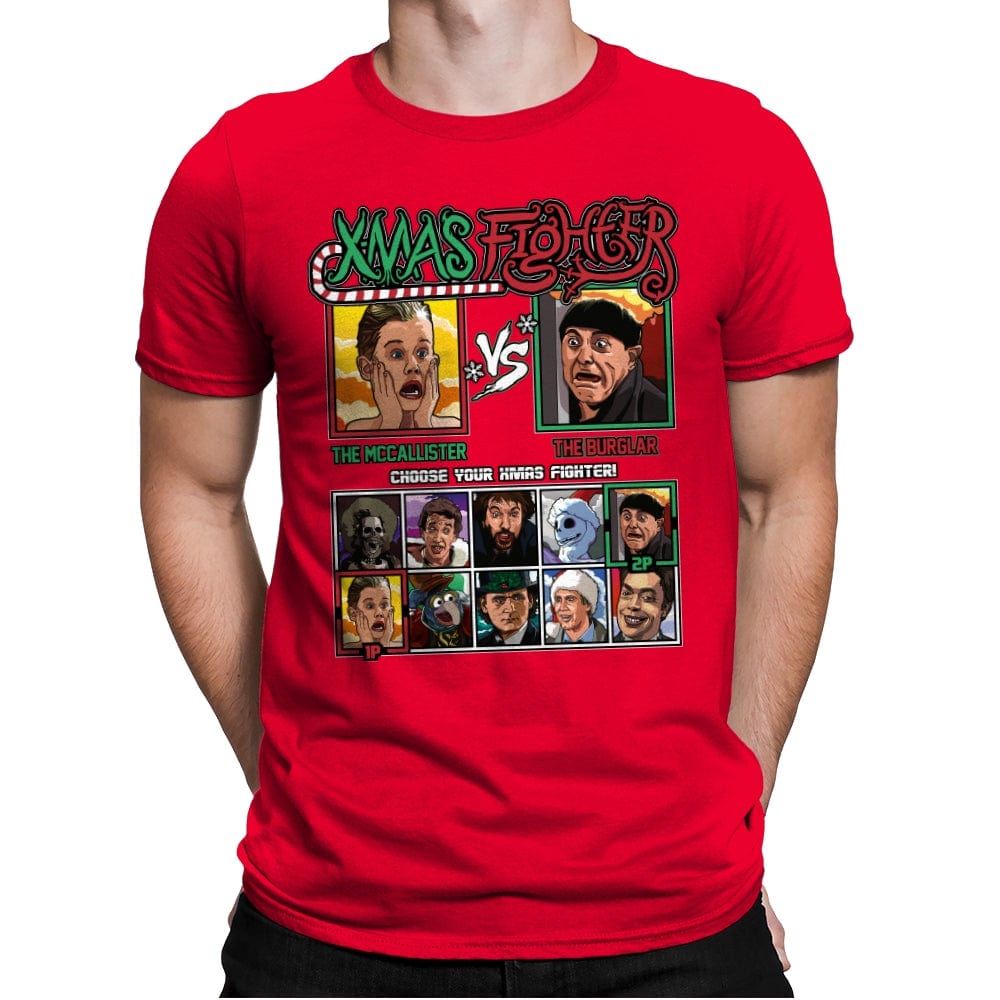 Xmas Fighter - Home Alone - Mens Premium T-Shirts RIPT Apparel Small / Red