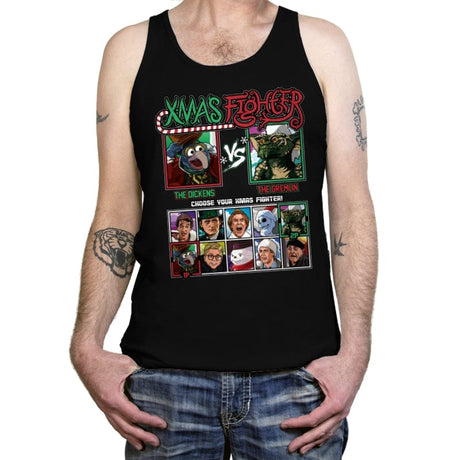 Xmas Fighter - Muppets Christmas vs Gremlins - Tanktop Tanktop RIPT Apparel X-Small / Black