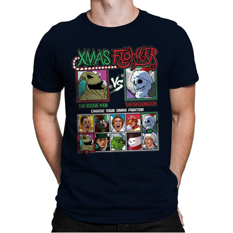 Xmas Fighter - Nightmare Before Christmas - Mens Premium T-Shirts RIPT Apparel Small / Midnight Navy