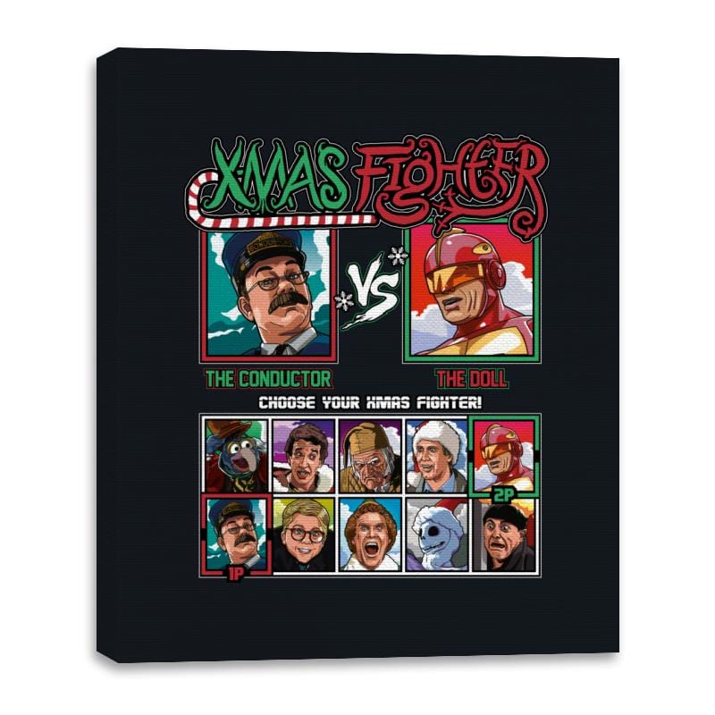 Xmas Fighter - Polar Express vs Jingle All The Way - Canvas Wraps Canvas Wraps RIPT Apparel 16x20 / Black