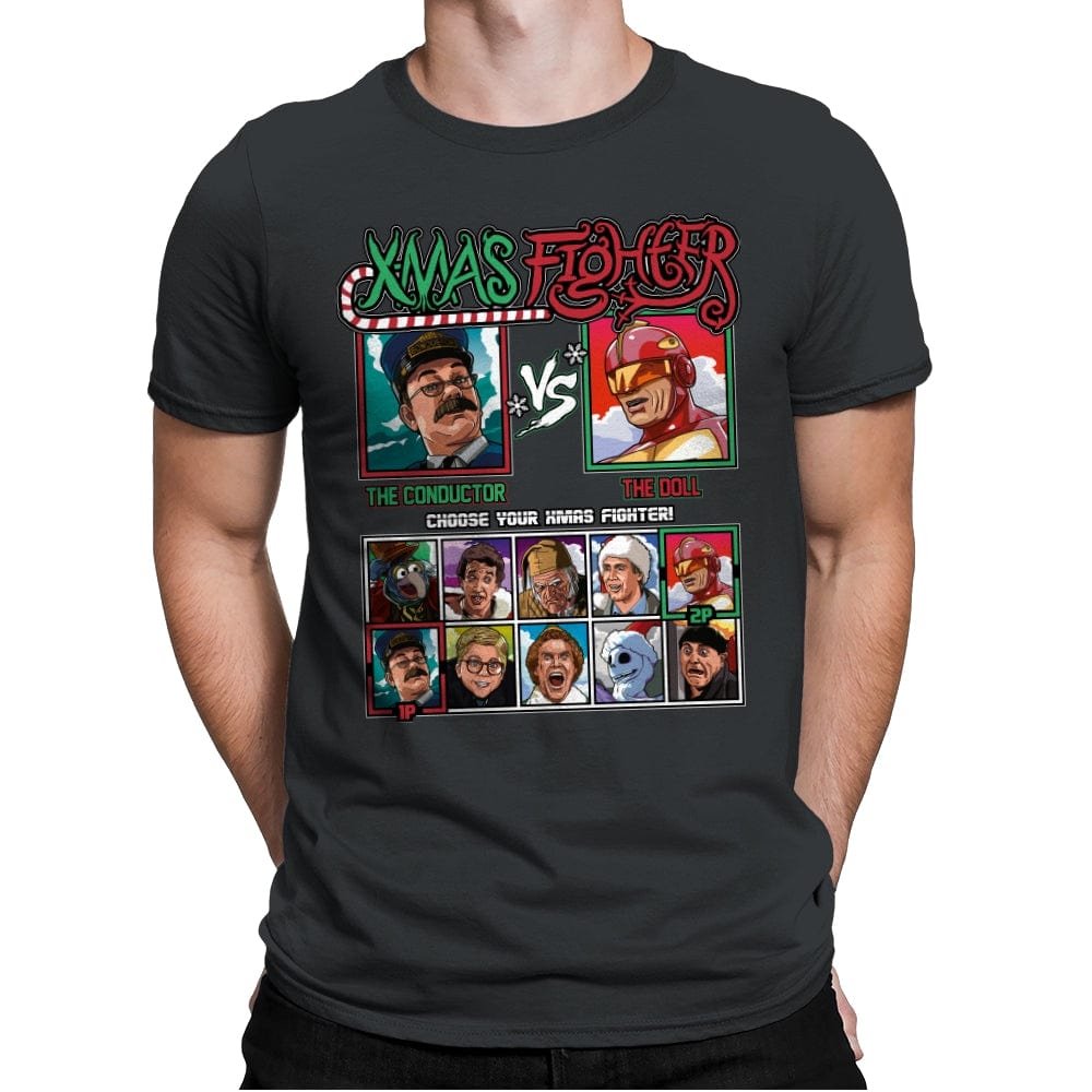 Xmas Fighter - Polar Express vs Jingle All The Way - Mens Premium T-Shirts RIPT Apparel Small / Heavy Metal