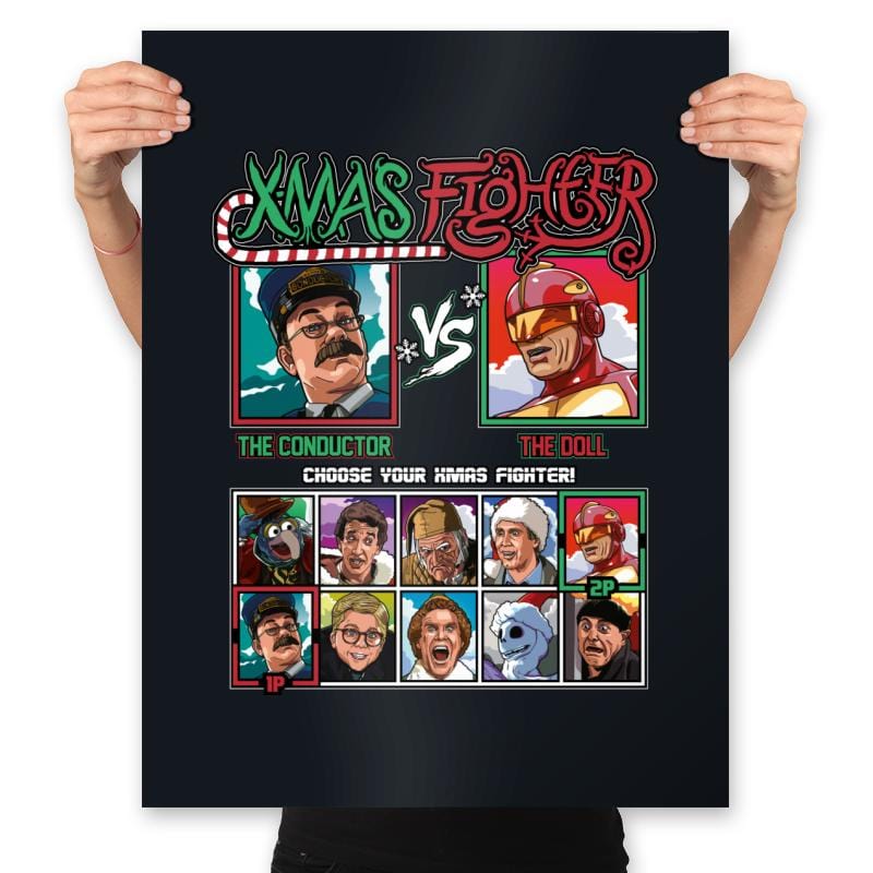 Xmas Fighter - Polar Express vs Jingle All The Way - Prints Posters RIPT Apparel 18x24 / Black