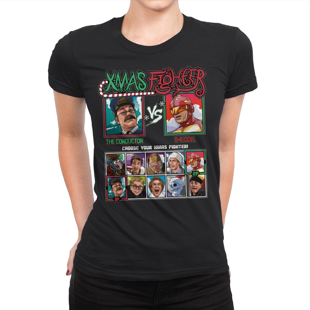 Xmas Fighter - Polar Express vs Jingle All The Way - Womens Premium T-Shirts RIPT Apparel Small / Black