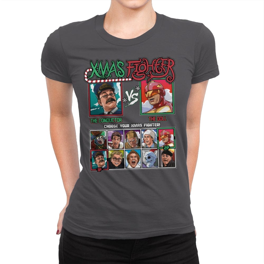 Xmas Fighter - Polar Express vs Jingle All The Way - Womens Premium T-Shirts RIPT Apparel Small / Heavy Metal