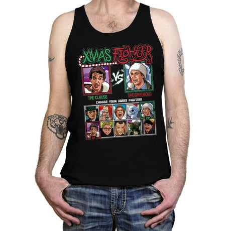 Xmas Fighter - Santa Clause vs National Lampoons Christmas Vacation - Tanktop Tanktop RIPT Apparel X-Small / Black