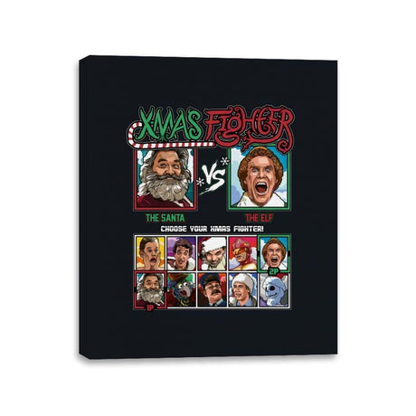 Xmas Fighter - Santa vs Elf - Canvas Wraps Canvas Wraps RIPT Apparel 11x14 / Black