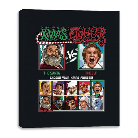 Xmas Fighter - Santa vs Elf - Canvas Wraps Canvas Wraps RIPT Apparel 16x20 / Black