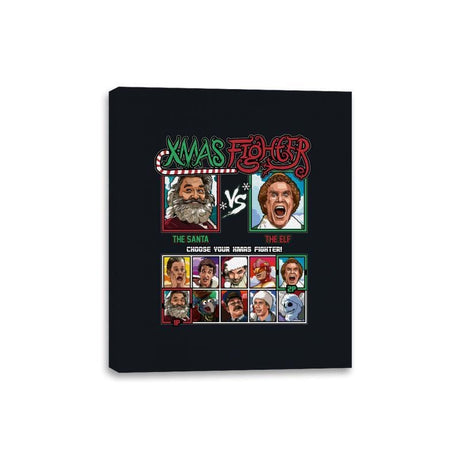 Xmas Fighter - Santa vs Elf - Canvas Wraps Canvas Wraps RIPT Apparel 8x10 / Black