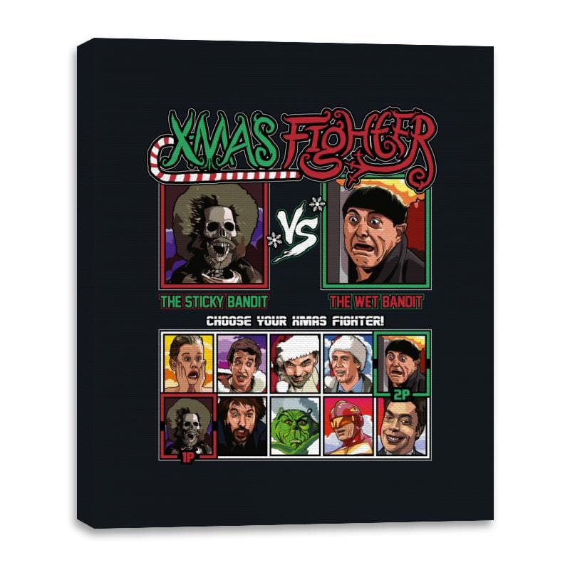 Xmas Fighter - Sticky Bandits vs Wet Bandits - Canvas Wraps Canvas Wraps RIPT Apparel 16x20 / Black