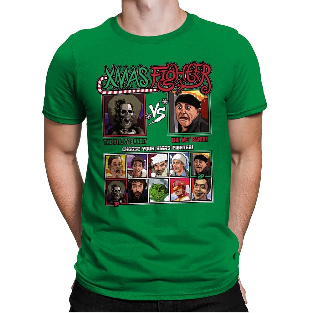 Xmas Fighter - Sticky Bandits vs Wet Bandits - Mens Premium T-Shirts RIPT Apparel Small / Kelly