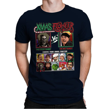 Xmas Fighter - Sticky Bandits vs Wet Bandits - Mens Premium T-Shirts RIPT Apparel Small / Midnight Navy