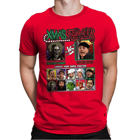 Xmas Fighter - Sticky Bandits vs Wet Bandits - Mens Premium T-Shirts RIPT Apparel Small / Red