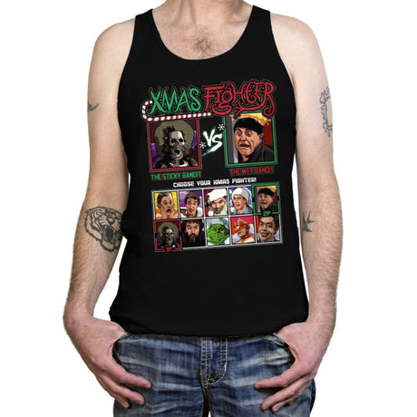 Xmas Fighter - Sticky Bandits vs Wet Bandits - Tanktop Tanktop RIPT Apparel X-Small / Black