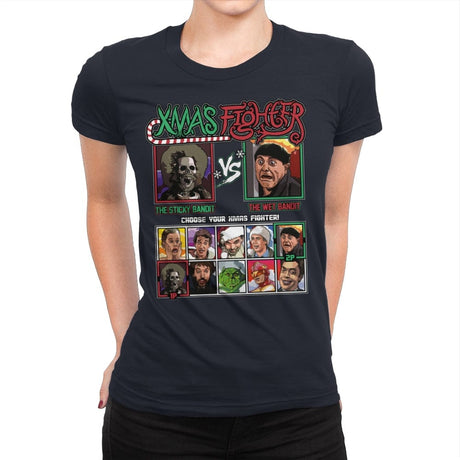 Xmas Fighter - Sticky Bandits vs Wet Bandits - Womens Premium T-Shirts RIPT Apparel Small / Midnight Navy