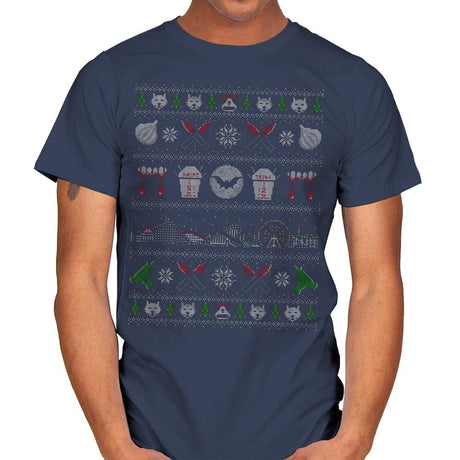 Xmas in Santa Carla - Ugly Holiday - Mens T-Shirts RIPT Apparel Small / Navy