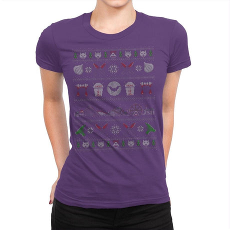 Xmas in Santa Carla - Ugly Holiday - Womens Premium T-Shirts RIPT Apparel Small / Purple Rush