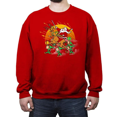 Xmas Tshirt War  - Crew Neck Sweatshirt Crew Neck Sweatshirt RIPT Apparel Small / Red