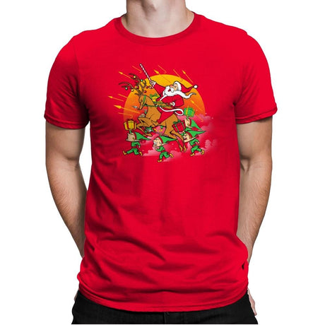 Xmas Tshirt War  - Mens Premium T-Shirts RIPT Apparel Small / Red