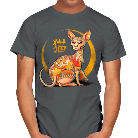 Yakuza Cat - Mens T-Shirts RIPT Apparel Small / Charcoal