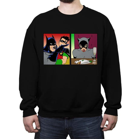 Yelling Bat At Cat - Crew Neck Sweatshirt Crew Neck Sweatshirt RIPT Apparel Small / Black