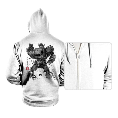 Yellow Bumble Sumi-e - Hoodies Hoodies RIPT Apparel Small / White