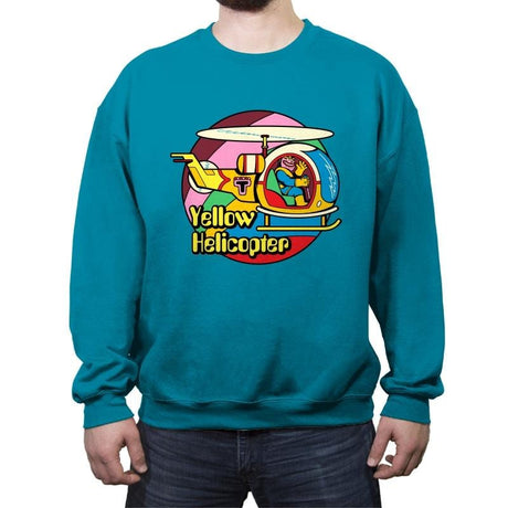 Yellow Helicopter - Crew Neck Sweatshirt Crew Neck Sweatshirt RIPT Apparel Small / Antique Sapphire