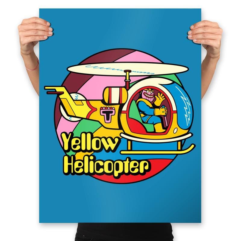 Yellow Helicopter - Prints Posters RIPT Apparel 18x24 / Sapphire