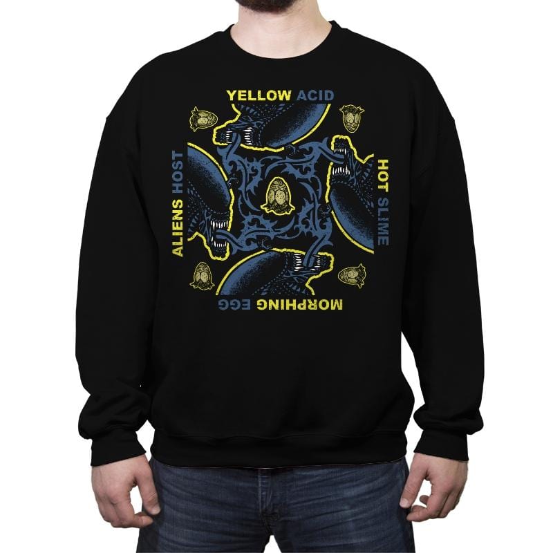 Yellow Hot Morphing Aliens - Crew Neck Sweatshirt Crew Neck Sweatshirt RIPT Apparel Small / 151515