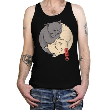 Yin Yang Cats - Tanktop Tanktop RIPT Apparel X-Small / Black