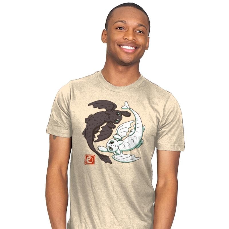 Yin Yang Dragons - Mens T-Shirts RIPT Apparel Small / Natural