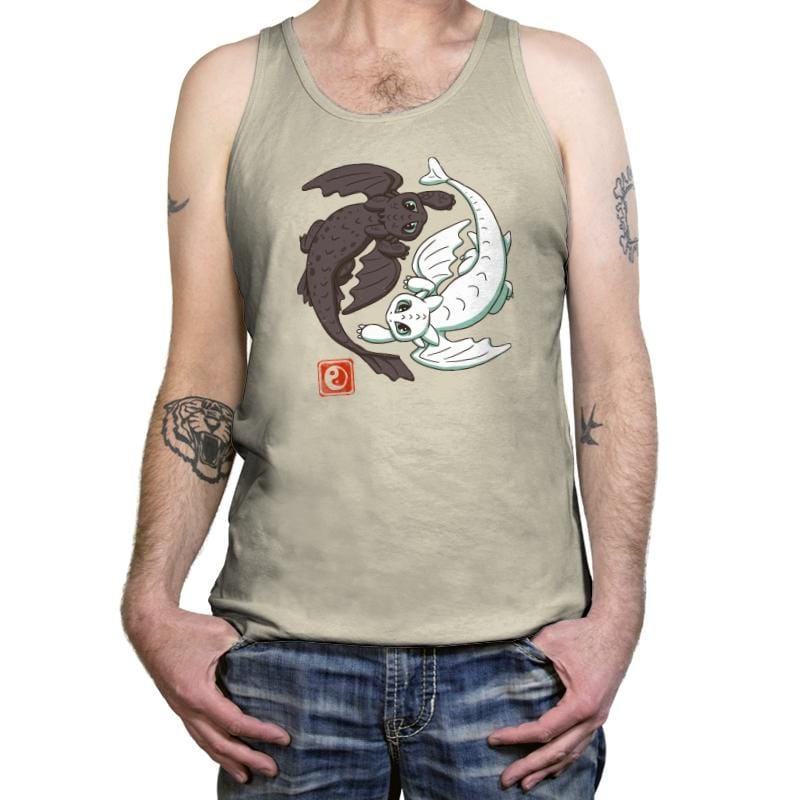 Yin Yang Dragons - Tanktop Tanktop RIPT Apparel X-Small / Oatmeal Triblend