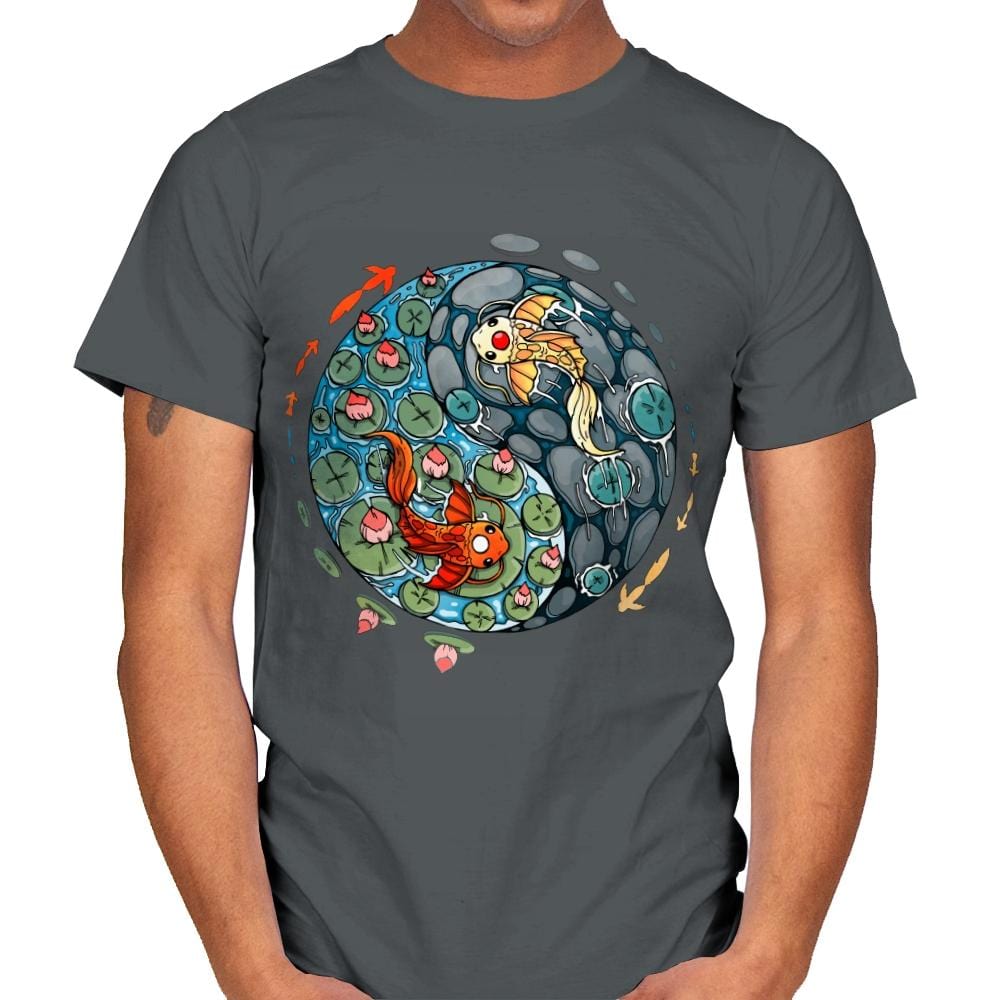 Ying Yang Koi - Mens T-Shirts RIPT Apparel Small / Charcoal