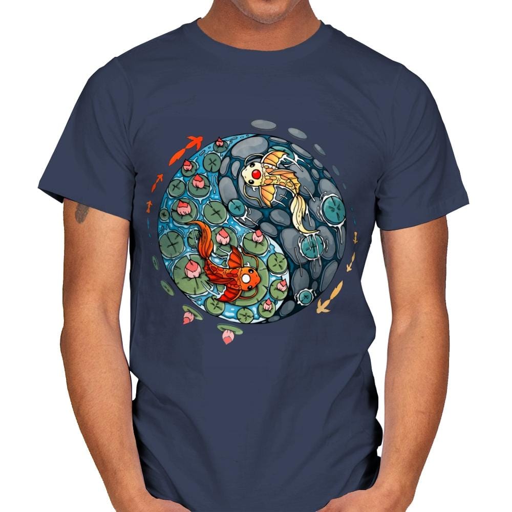 Ying Yang Koi - Mens T-Shirts RIPT Apparel Small / Navy